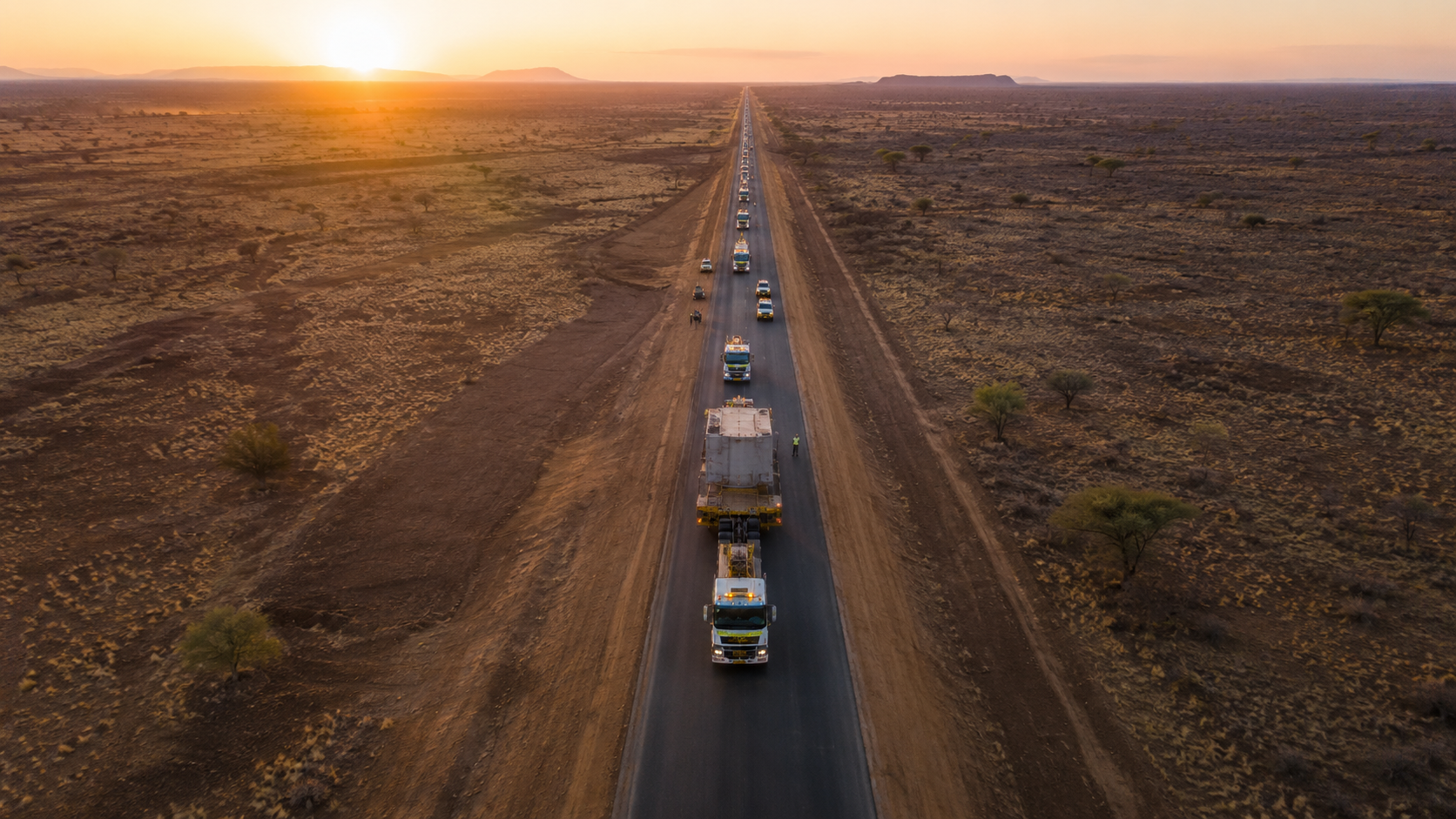 Heavy-haul convoy on East African corridor road