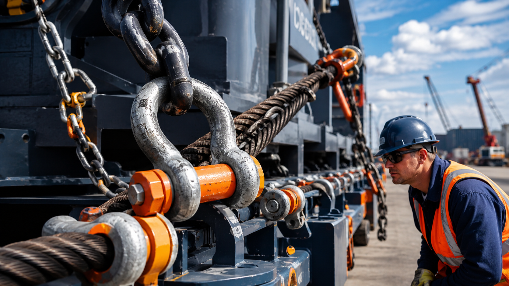 Heavy lift securing and lashing operations