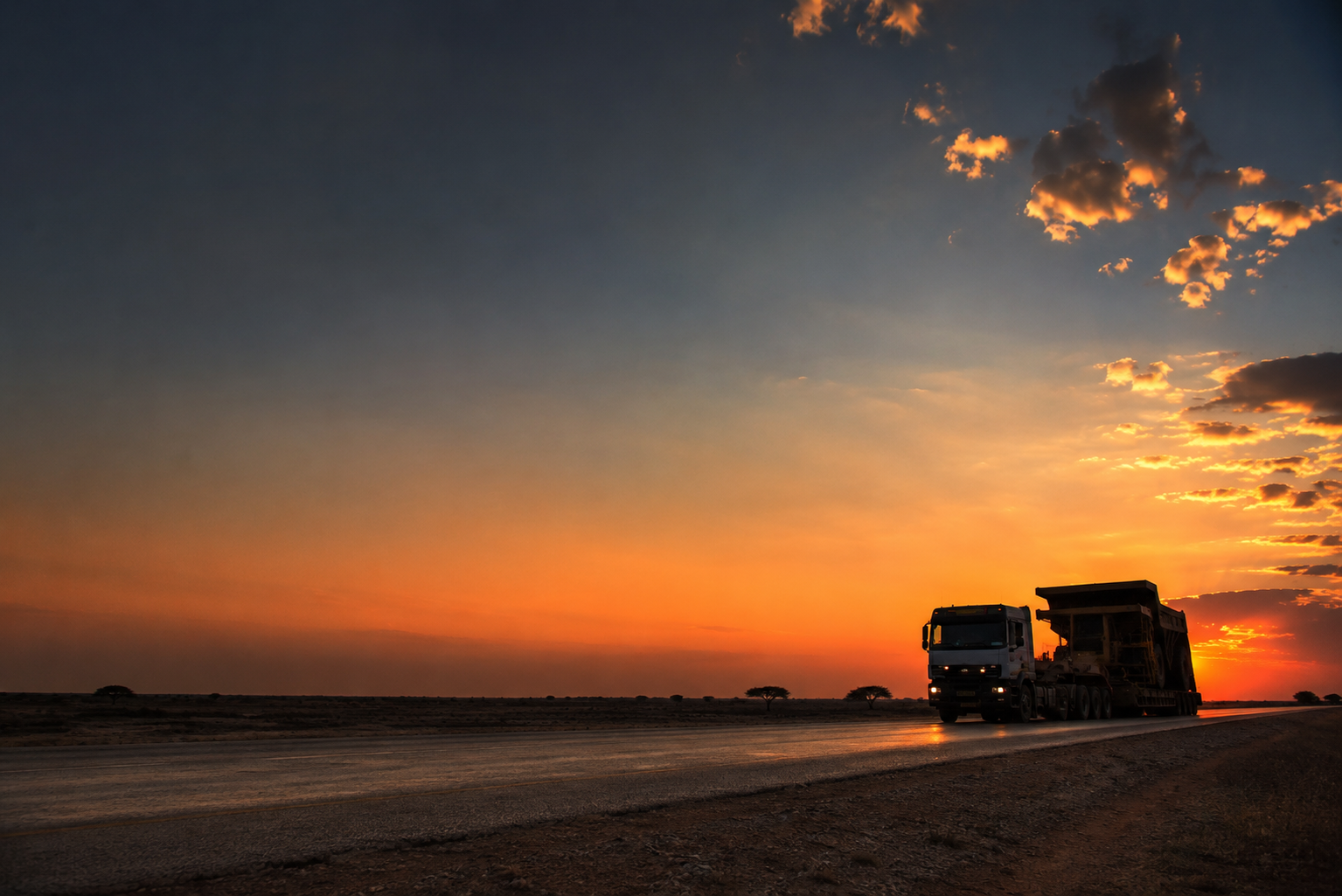 Abnormal load on an East African corridor at dusk